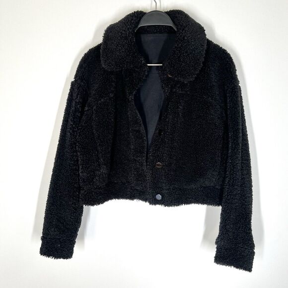 Lululemon Sz 4 Textured Fleece Button Jacket Black - Picture 3 of 9